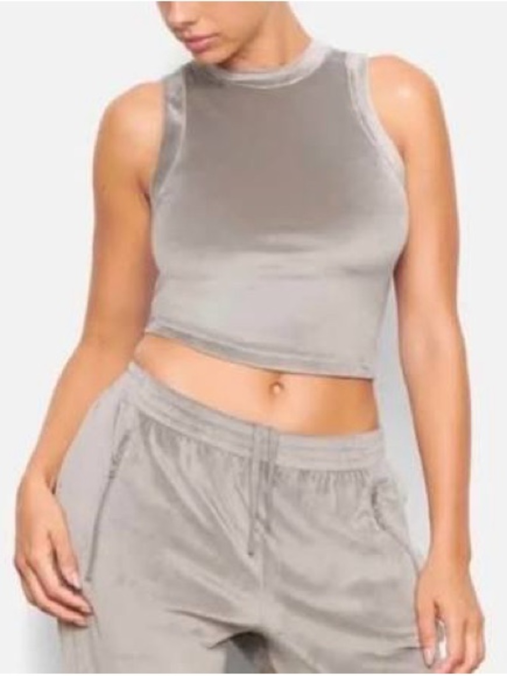 SKIMS Velvet Crop Tank Top - Light Gray medium